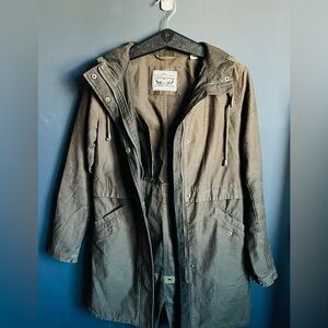 Levi Strauss Utility Parka Jacket Women XSmall Olive Green Hooded Military Coat